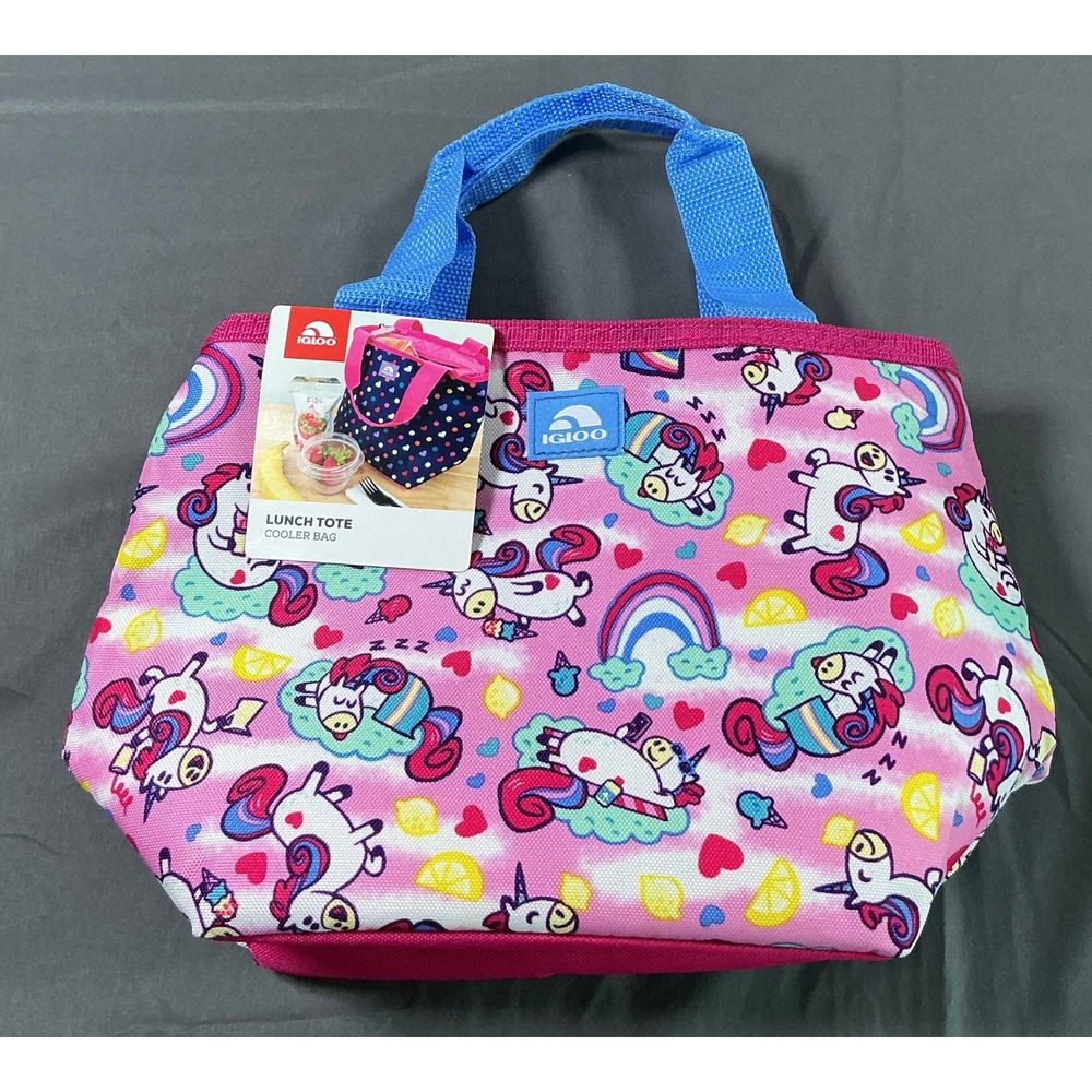 Igloo Lunch Tote Cooler Bag Pink Blue Unicorns Insulated Zipper New with‎ Tags
